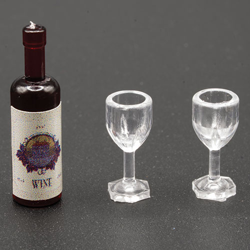 IM65758 - Wine Bottle with Label and 2 Empty Wine Glasses  ()